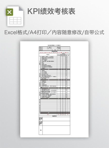 KPI绩效考核表