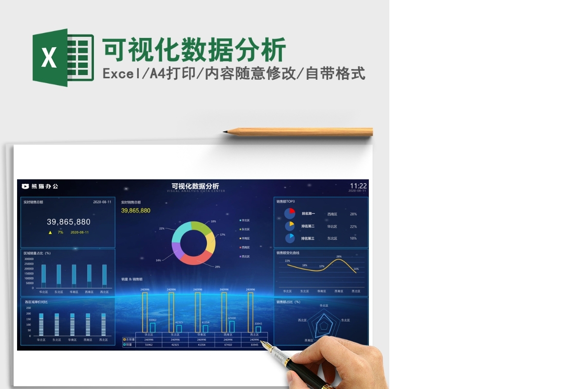 可视化数据分析Excel表格模板