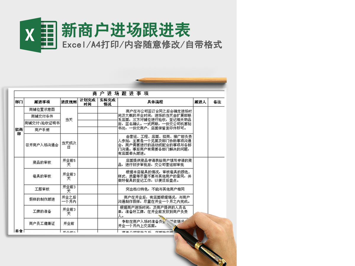 2021年新商户进场跟进表 2021年新商户进场跟进表