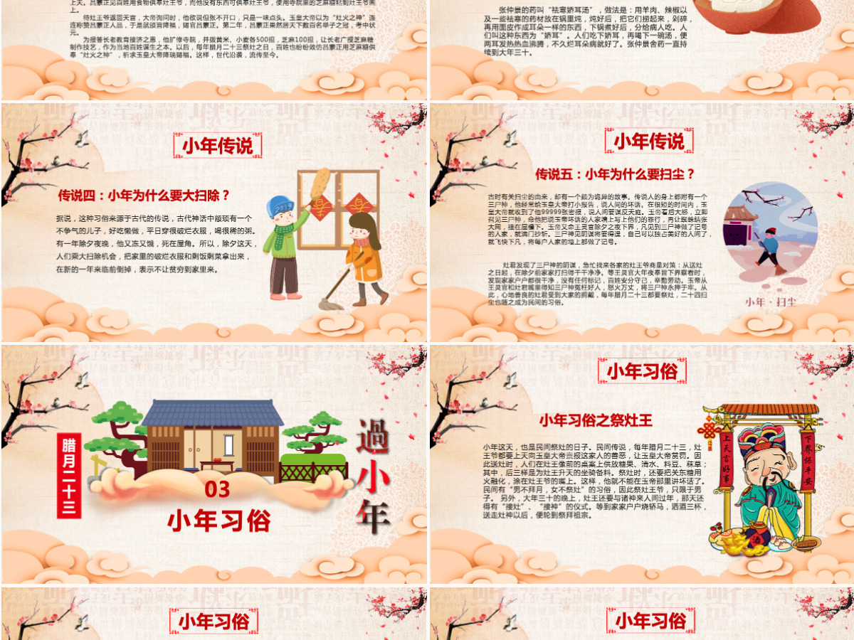 原创新年春节小年习俗传统文化民俗中国年PPT模板-版权可商用