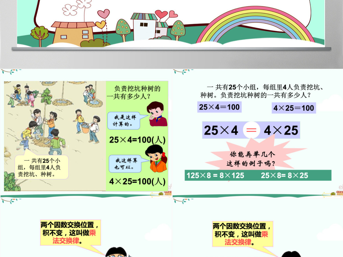 人教版小学四年级下数学乘法运算定律ppt