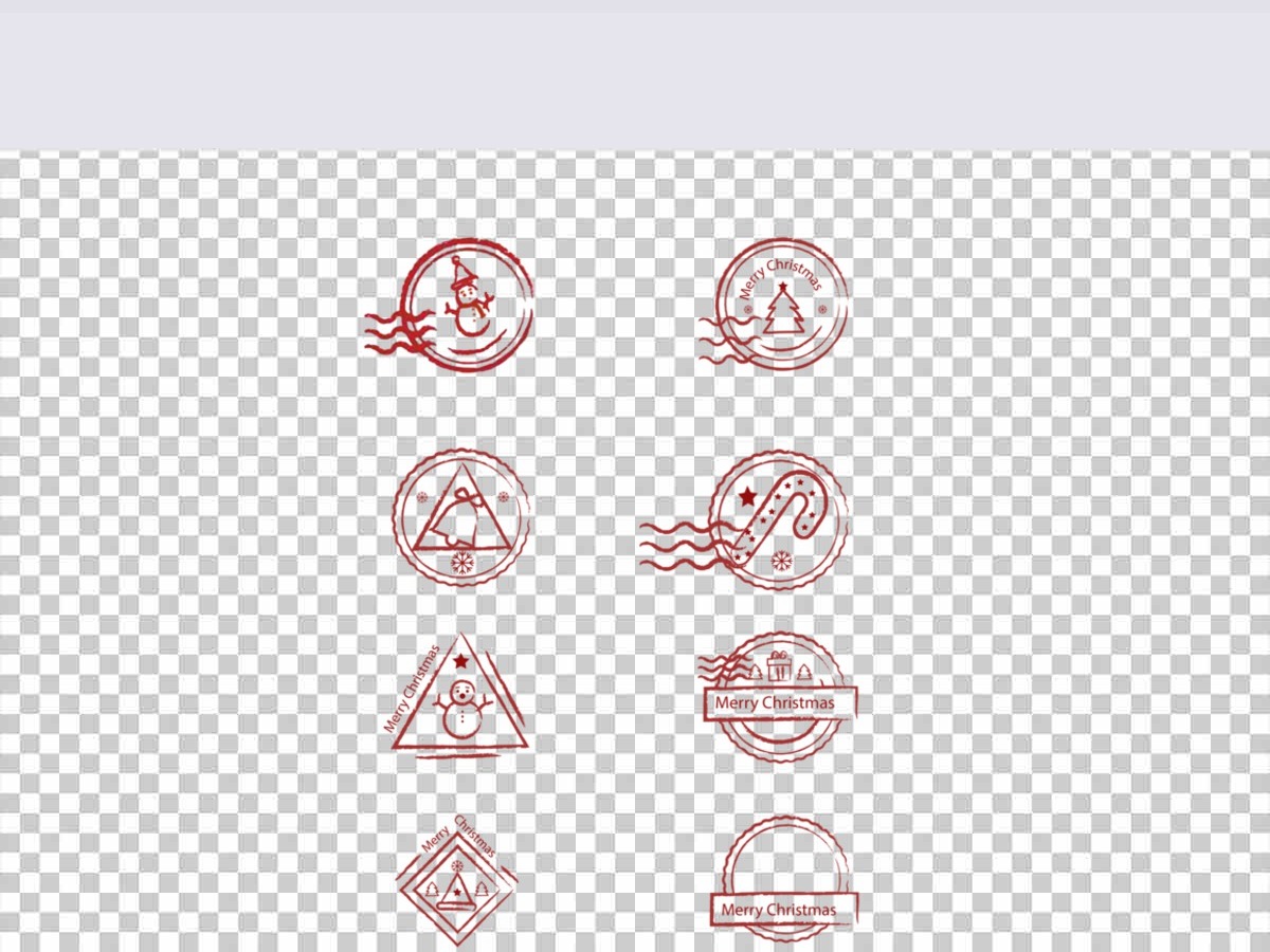 红色的圣诞邮戳标签素材 红色的圣诞邮戳标签素材