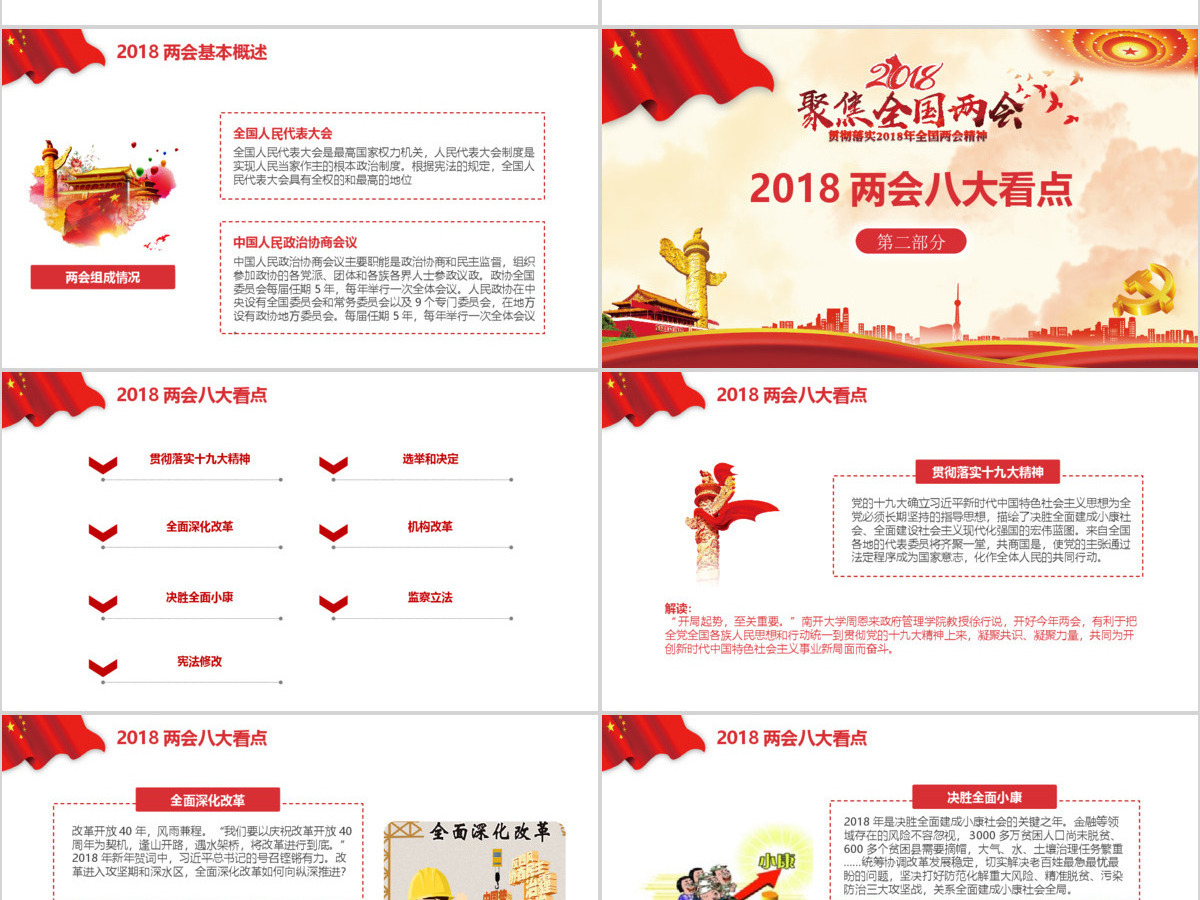 聚焦全国两会红色党建PPT