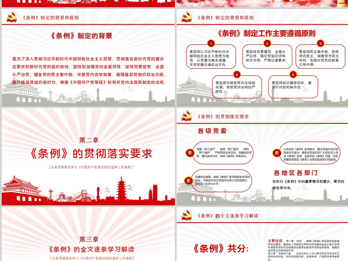 大气党建风学习解读中国共产党基层组织选举工作条例PPT模板