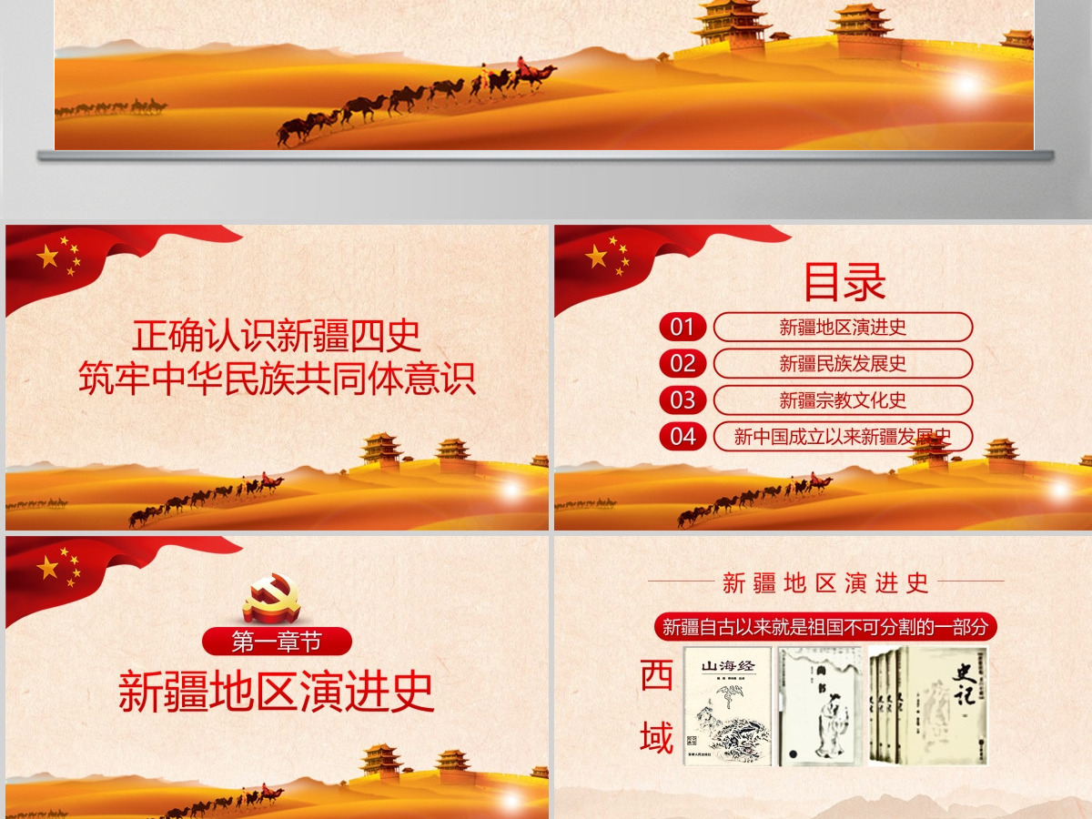历史沧桑感地域党课之正确认识新疆四史筑牢中华民族共同体意识新疆党课PPT