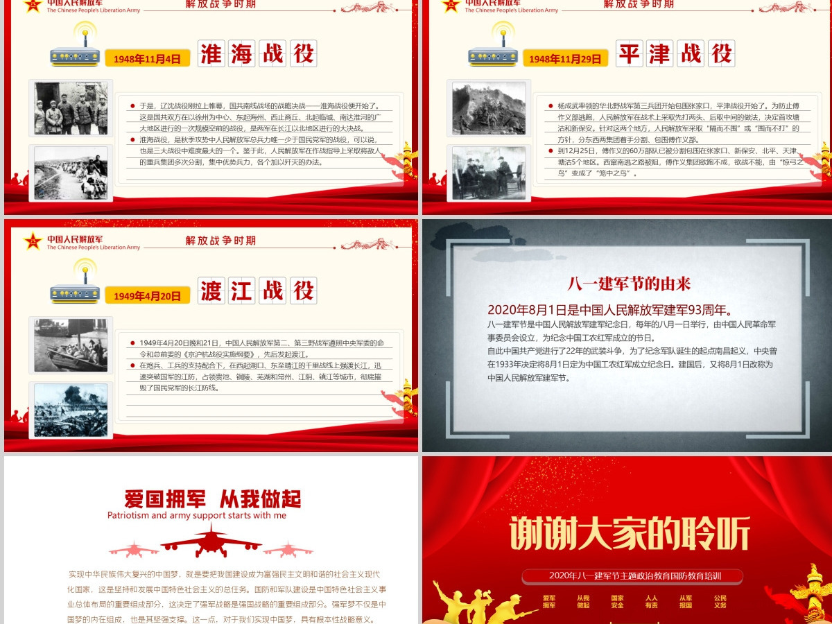 2020八一建军节中国人民解放军发展简史国防教育部队教育爱国主义教育PPT模板 2020八一建军节中国人民解放军发展简史国防教育部队教育爱国主义教育PPT模板