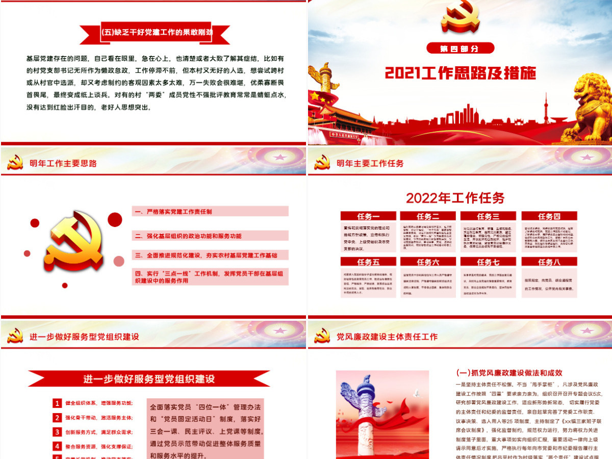 红色党政风2022基层党委党支部党建工作述职基层党组织党支部书记党员干部党建工作述职报告专题党课课件PPT