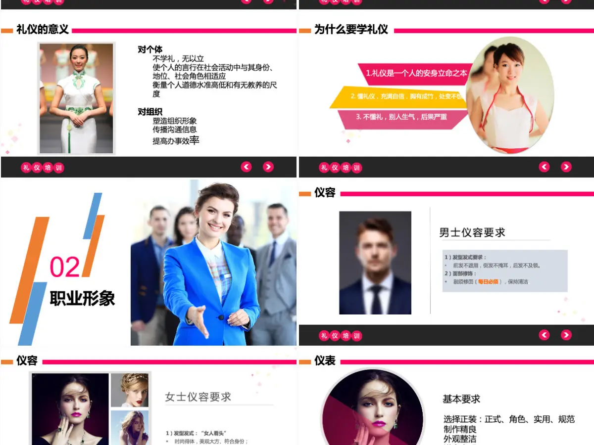 商务礼仪PPT模板谈判电话着装接待的礼仪