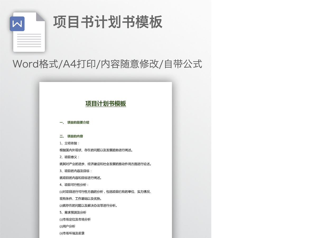 项目书计划书模板 项目书计划书模板