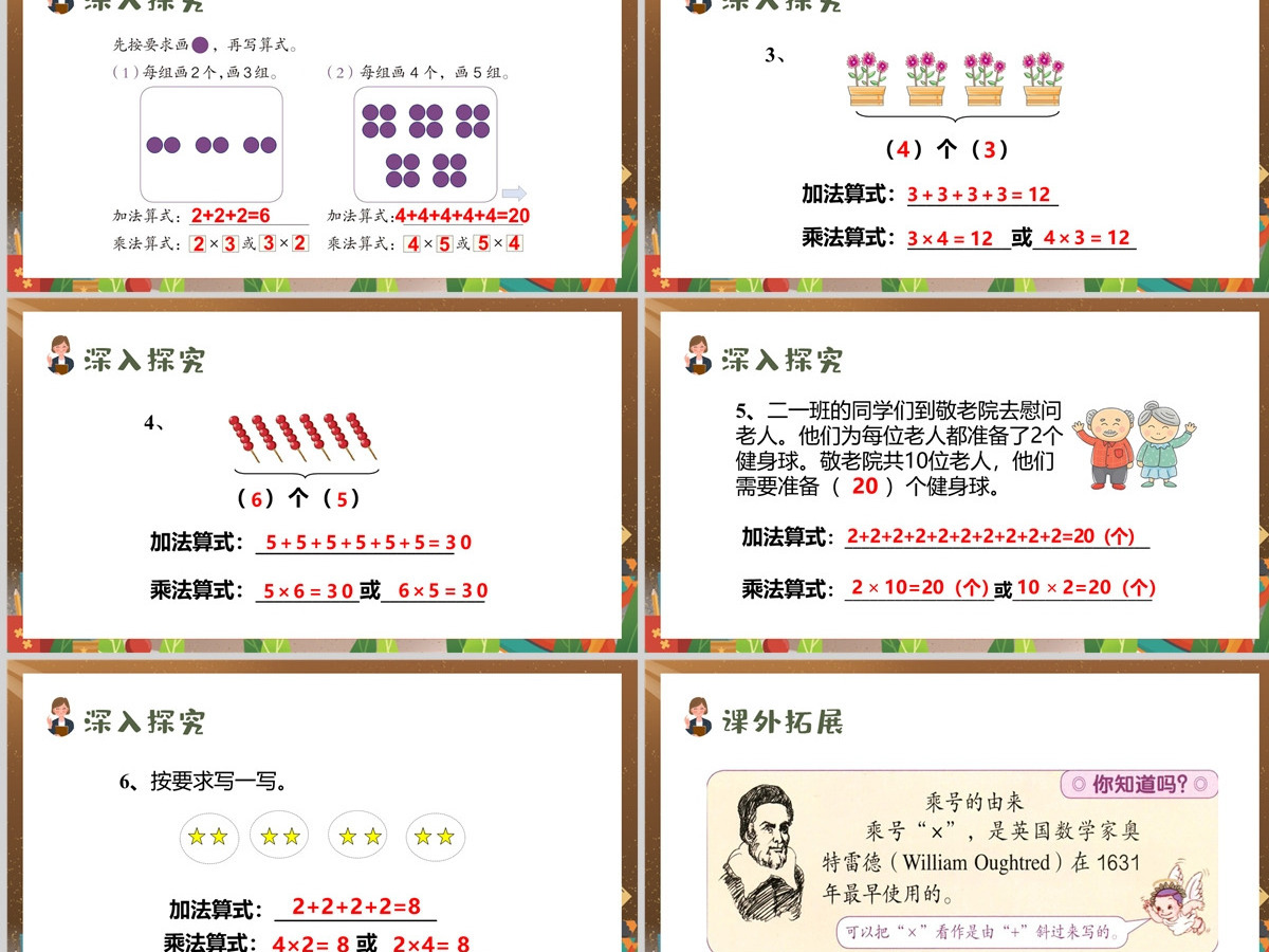 人教版二年级数学上册《表内乘法一 ---乘法的初步认识》PPT教学课件--含讲稿
