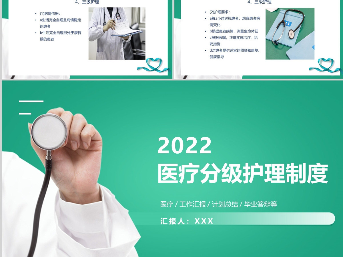 2022医疗分级护理制度简约清新医疗类相关PPT模板 2022医疗分级护理制度简约清新医疗类相关PPT模板