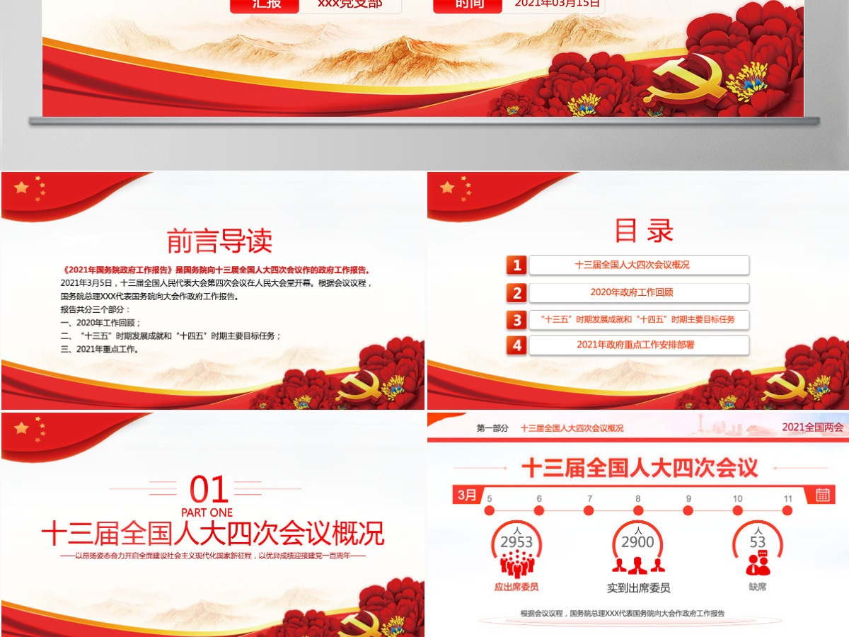 聚焦2021全国两会学习贯彻落实政府工作报告党建党课PPT-含讲稿 聚焦2021全国两会学习贯彻落实政府工作报告党建党课PPT-含讲稿