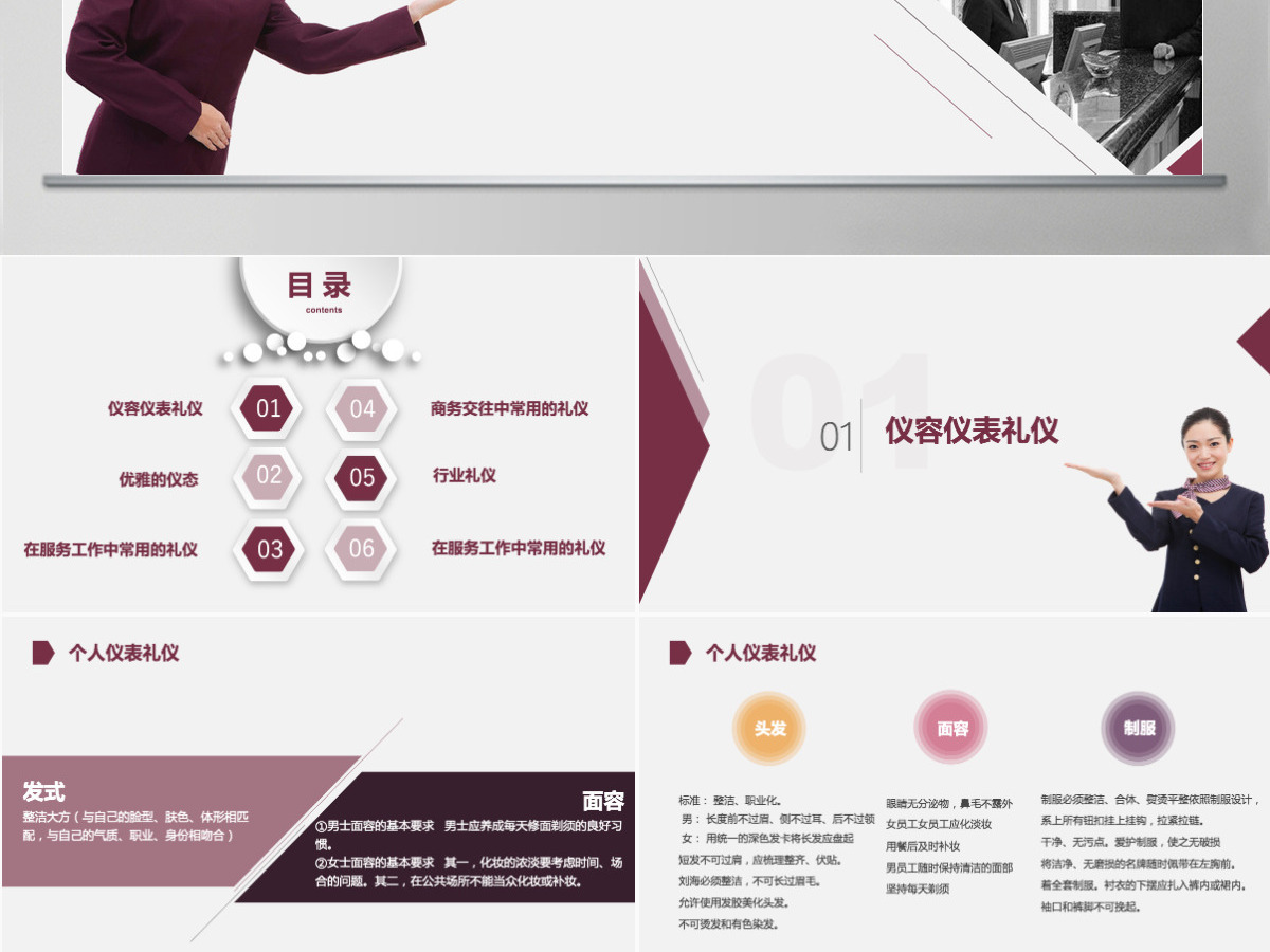 酒店服务礼仪培训商务优雅礼仪礼貌仪容培训通用ppt模板