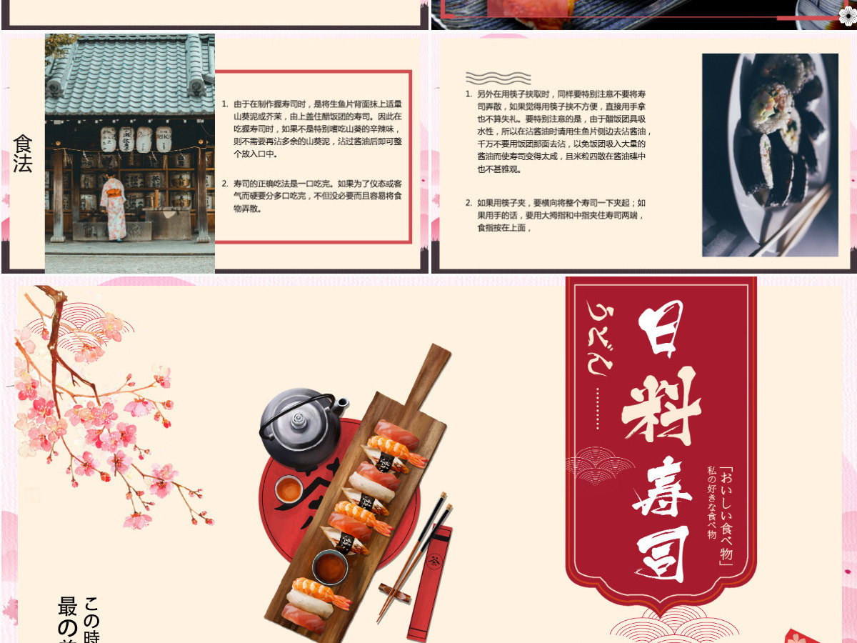 日系相册风日料寿司的形成与发展PPT模板