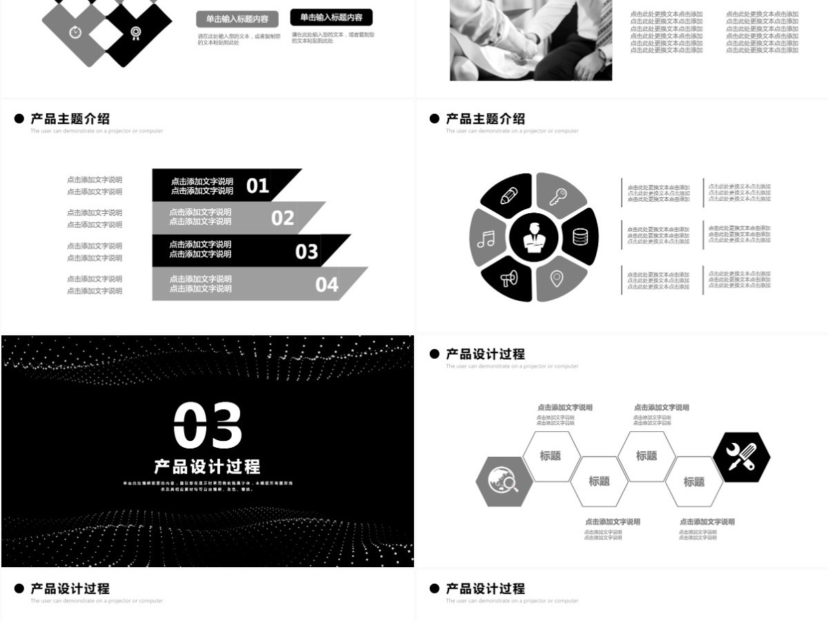 高端黑色商务通用企业产品发布PPT模板