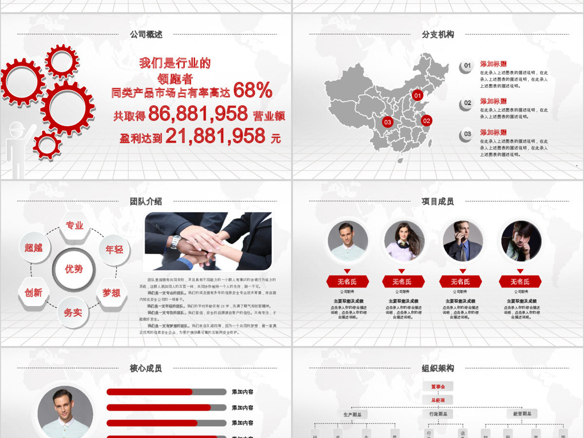 深红色经典大气时尚公司简介产品宣传推广PPT模