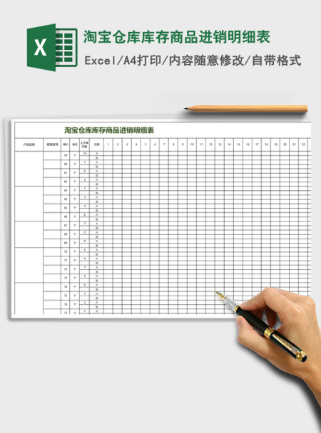 淘宝仓库库存商品进销明细表