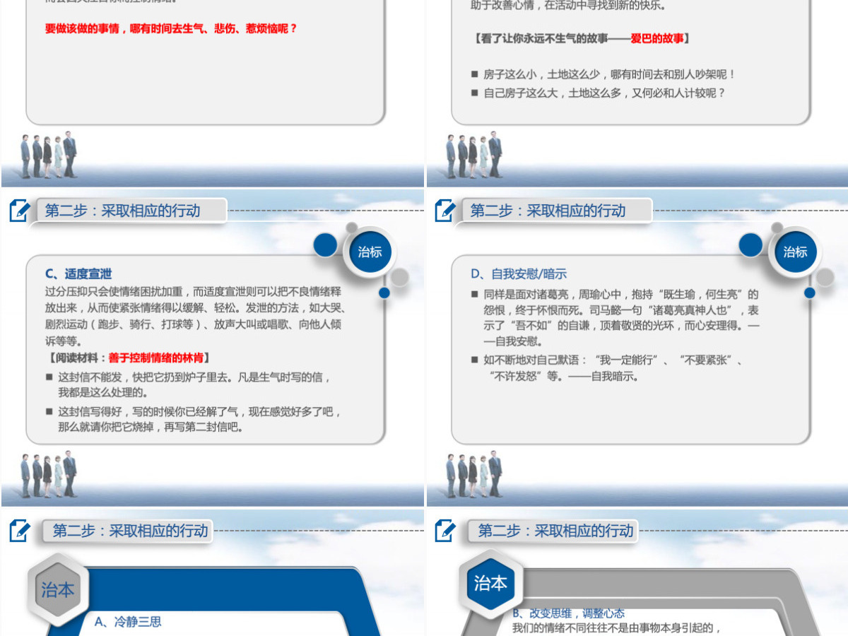 蓝色微粒体情绪管理ppt模板 蓝色微粒体情绪管理ppt模板