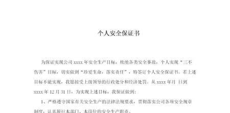 个人安全保证书