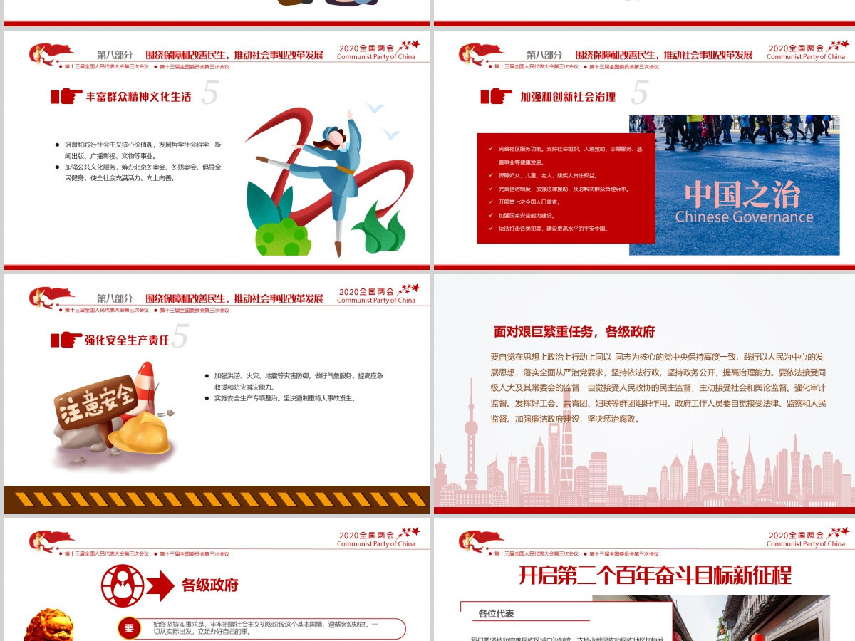 聚焦学习2020全国两会政府工作党建党政ppt模板党支部团支部 聚焦学习2020全国两会政府工作党建党政ppt模板党支部团支部