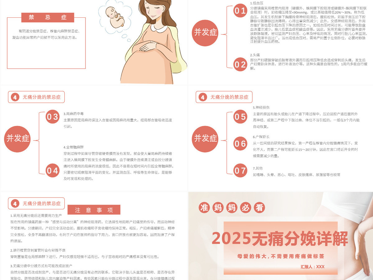 清新创意无痛分娩详情医疗相关PPT模板 清新创意无痛分娩详情医疗相关PPT模板
