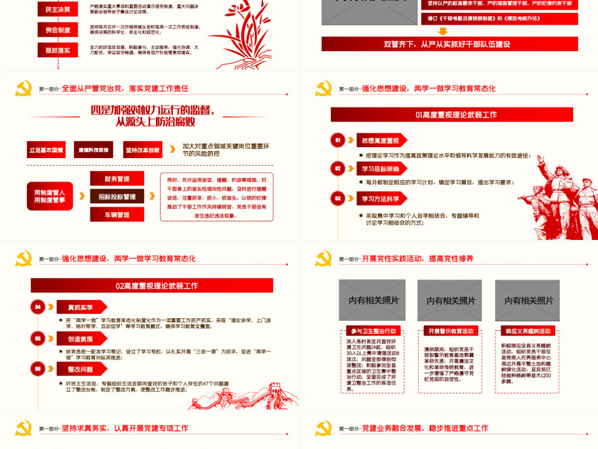 红色简约街道办基层党支部2021年党建工作总结暨2022年党建工作计划党课课件PPT模板
