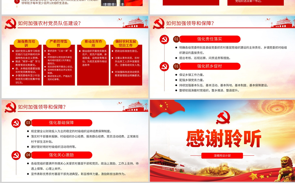 原创中国共产党农村基层组织工作条例学习解读PPT-版权可商用