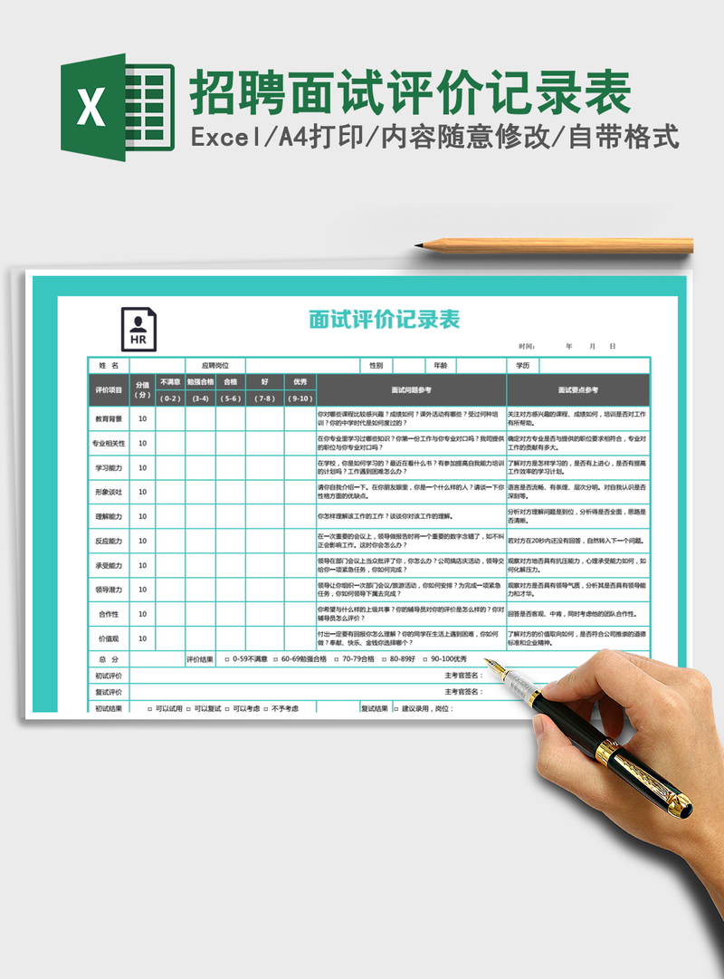 2021年招聘面试评价记录表 2021年招聘面试评价记录表