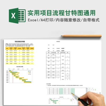 实用项目流程甘特图通用Excel模板