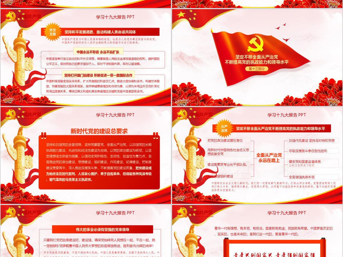 2019中国十九大精神PPT模板