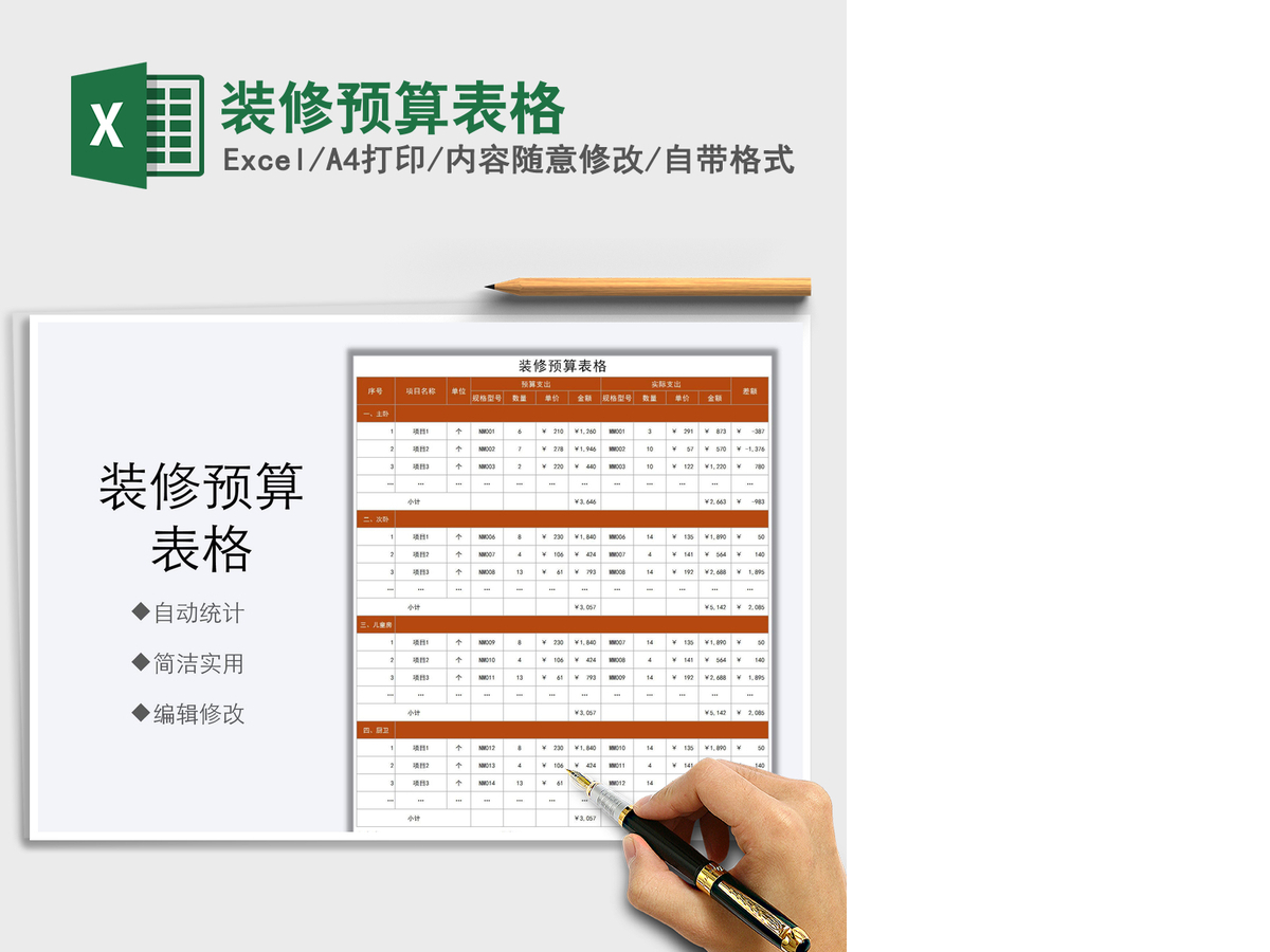 2021年装修预算表格