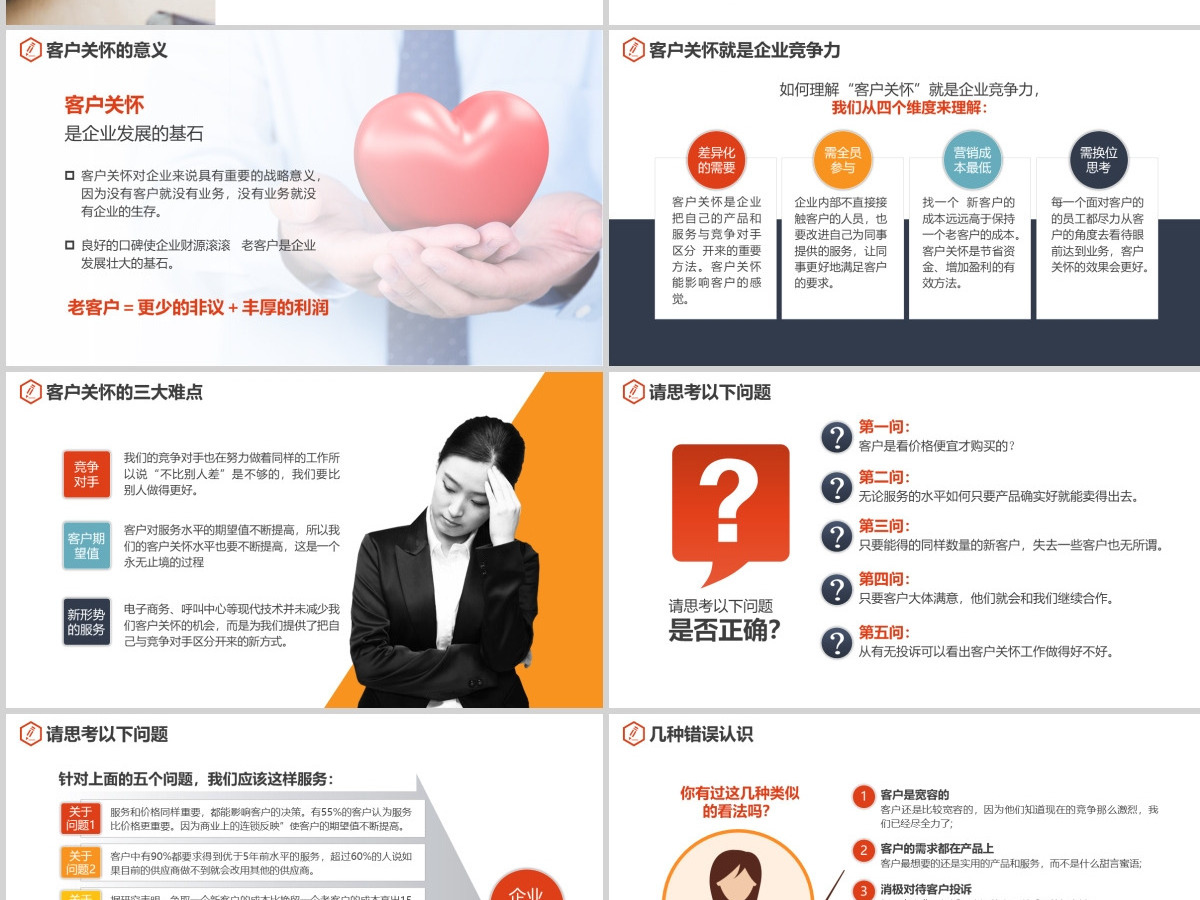 原创员工服务意识客户服务客户关怀培训PPT-版权可商用
