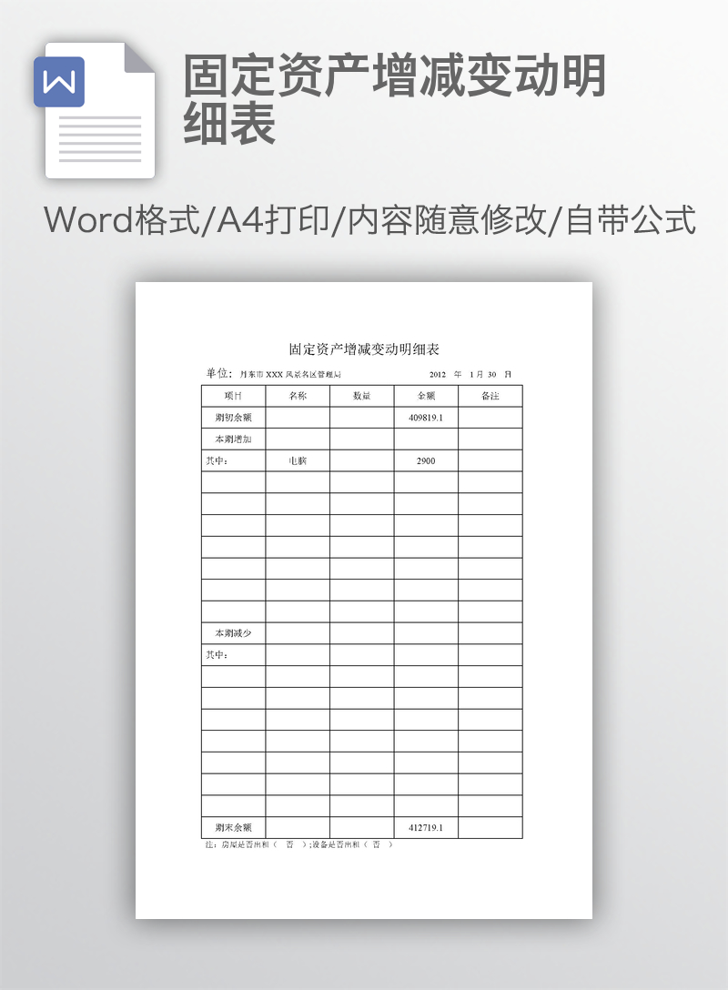 固定资产增减变动明细表 固定资产增减变动明细表