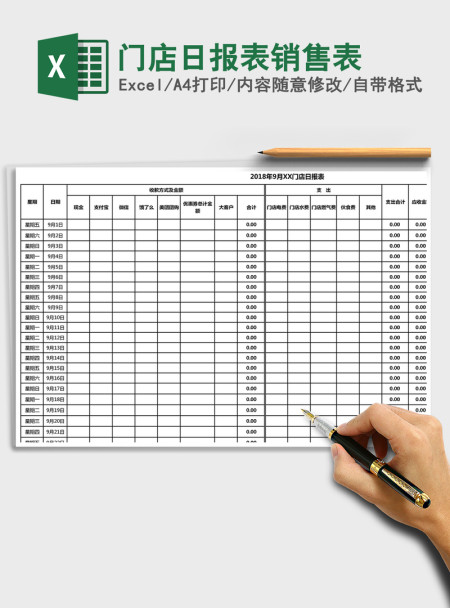 2021年门店日报表销售表