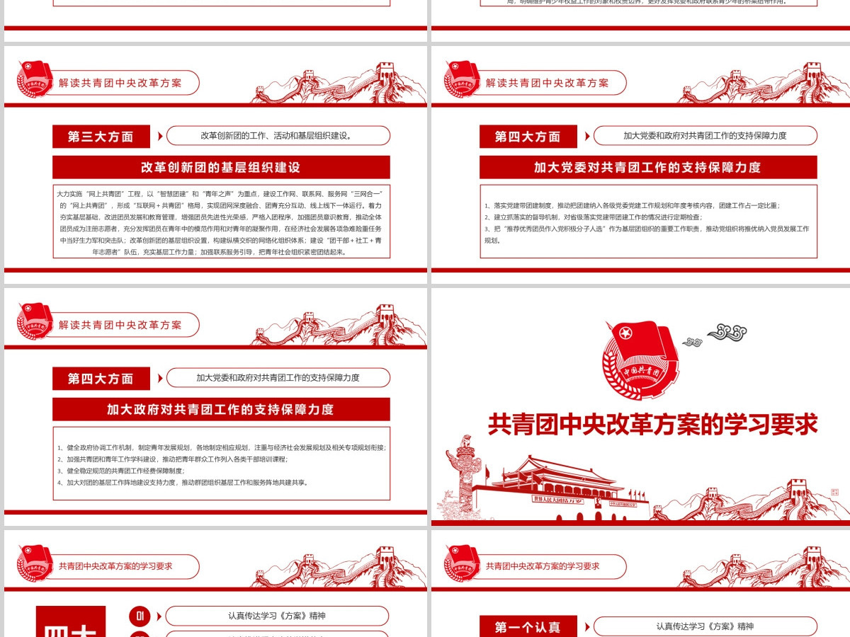 共青团中央改革方案学习教育党课PPT模板 共青团中央改革方案学习教育党课PPT模板