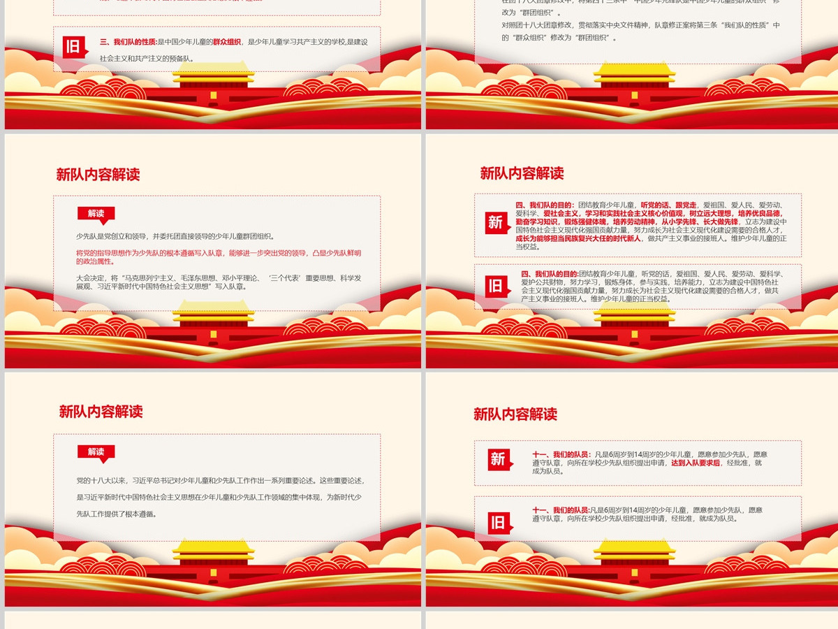 卡通党建风中国少年先锋队少先队章程PPT模板