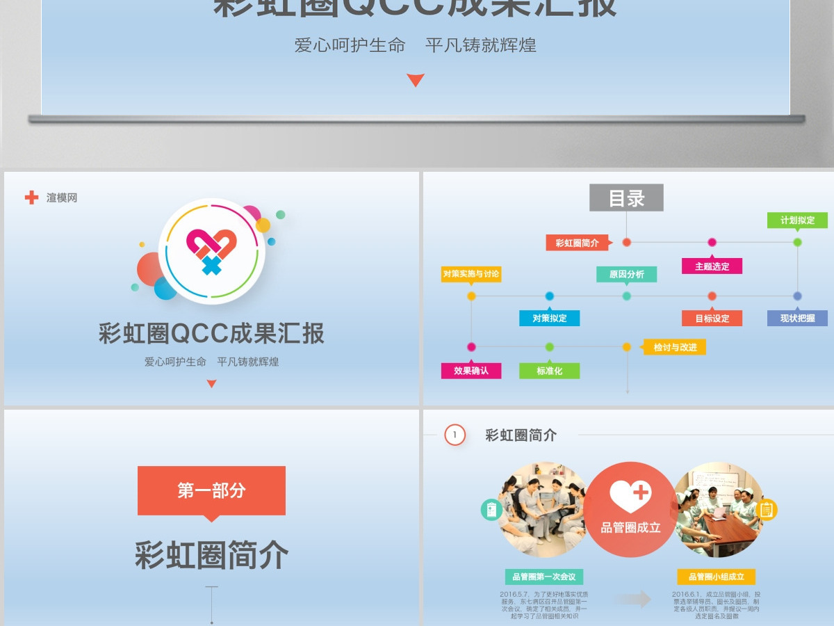 2021多彩护理品管圈QCC成果汇报PPT模板