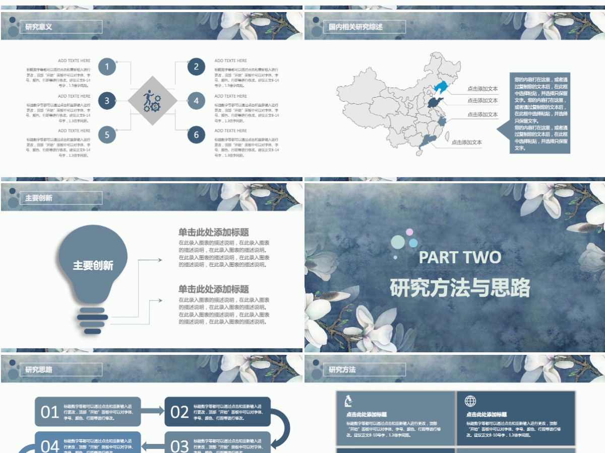 唯美玉兰高校开题报告毕业论文答辩PPT模板