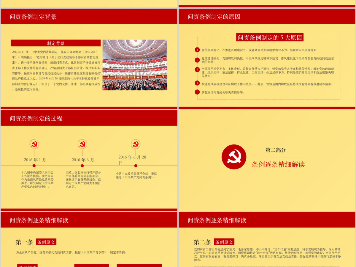 中国共产党问责条例学习解读党章学习PPT模板幻灯片 中国共产党问责条例学习解读党章学习PPT模板幻灯片