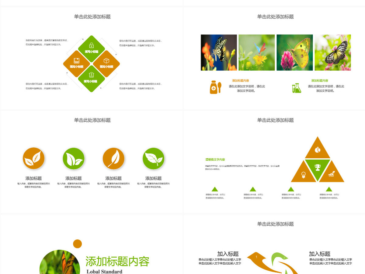 昆虫蝴蝶蜕变商务汇报总结计划PPT模板