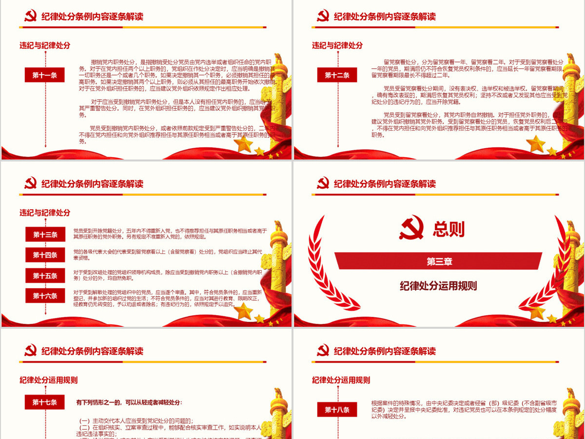 红色中国共产党纪律处分条例党课宣传学习ppt模板 红色中国共产党纪律处分条例党课宣传学习ppt模板