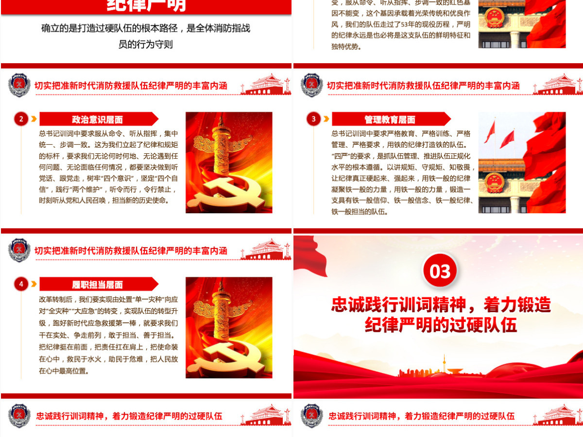 牢记领袖训词永做忠诚卫士红色大气喜迎二十大全力保平安消防系统专题党课PPT