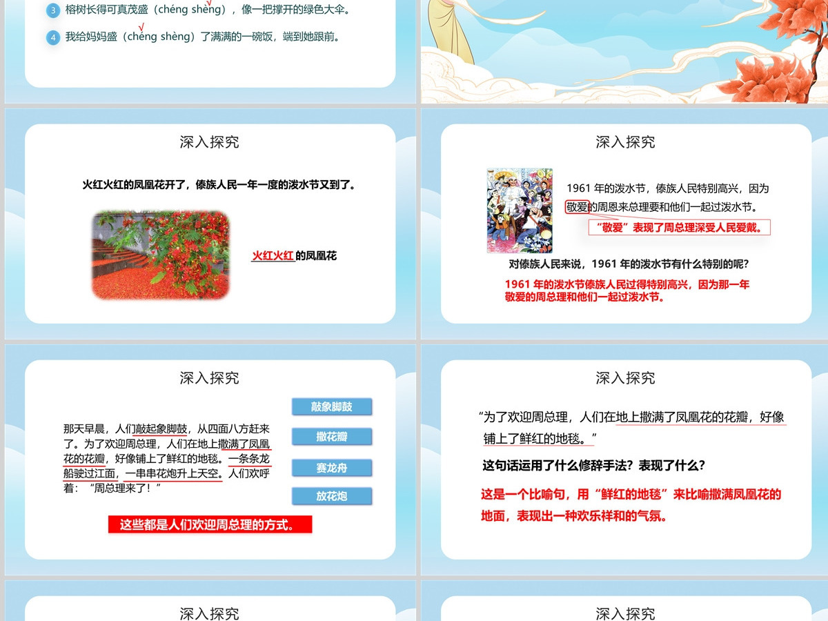人教版二年级语文上册《难忘的泼水节》PPT模板-含讲稿 人教版二年级语文上册《难忘的泼水节》PPT模板-含讲稿