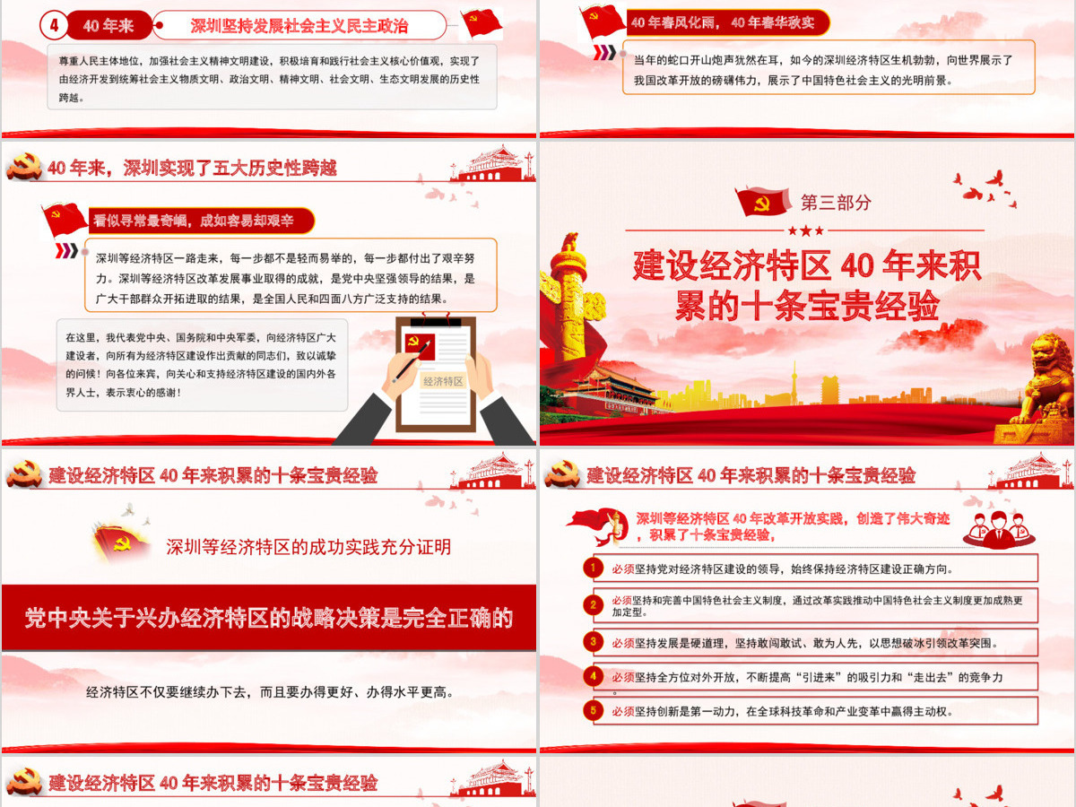 党建风深圳经济特区建立40周年庆祝大会PPT 党建风深圳经济特区建立40周年庆祝大会PPT