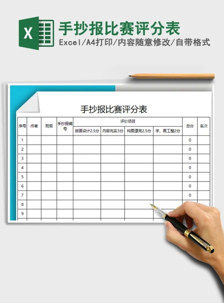 2021年手抄报比赛评分表 2021年手抄报比赛评分表