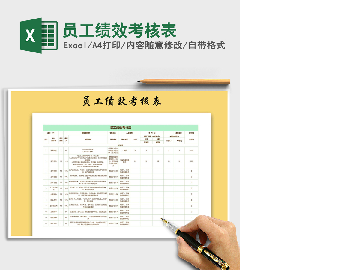 2021年员工绩效考核表 2021年员工绩效考核表