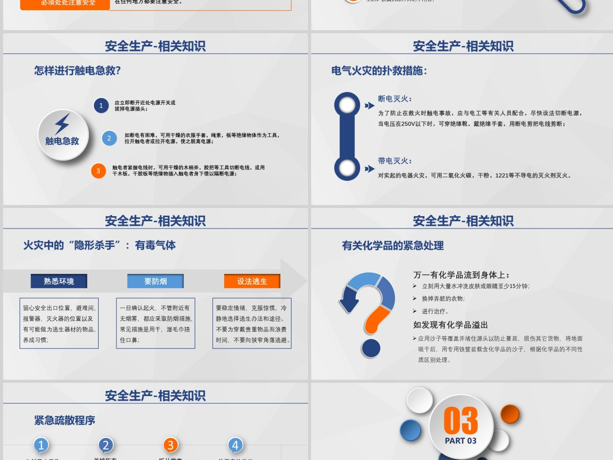 蓝橙色简约微立体安全生产培训课件PPT模板 蓝橙色简约微立体安全生产培训课件PPT模板