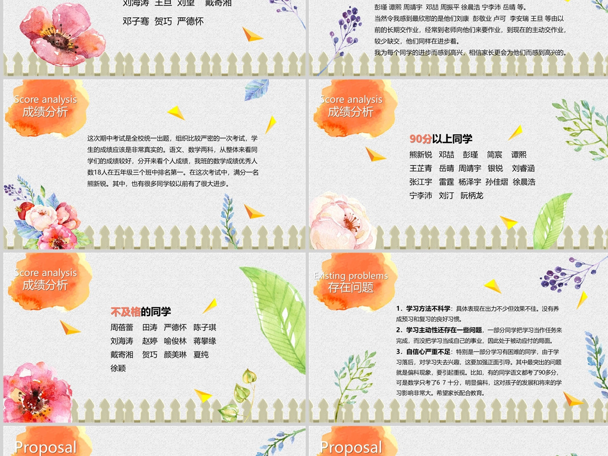 艺术水彩花朵六年级家长会PPT模板 艺术水彩花朵六年级家长会PPT模板