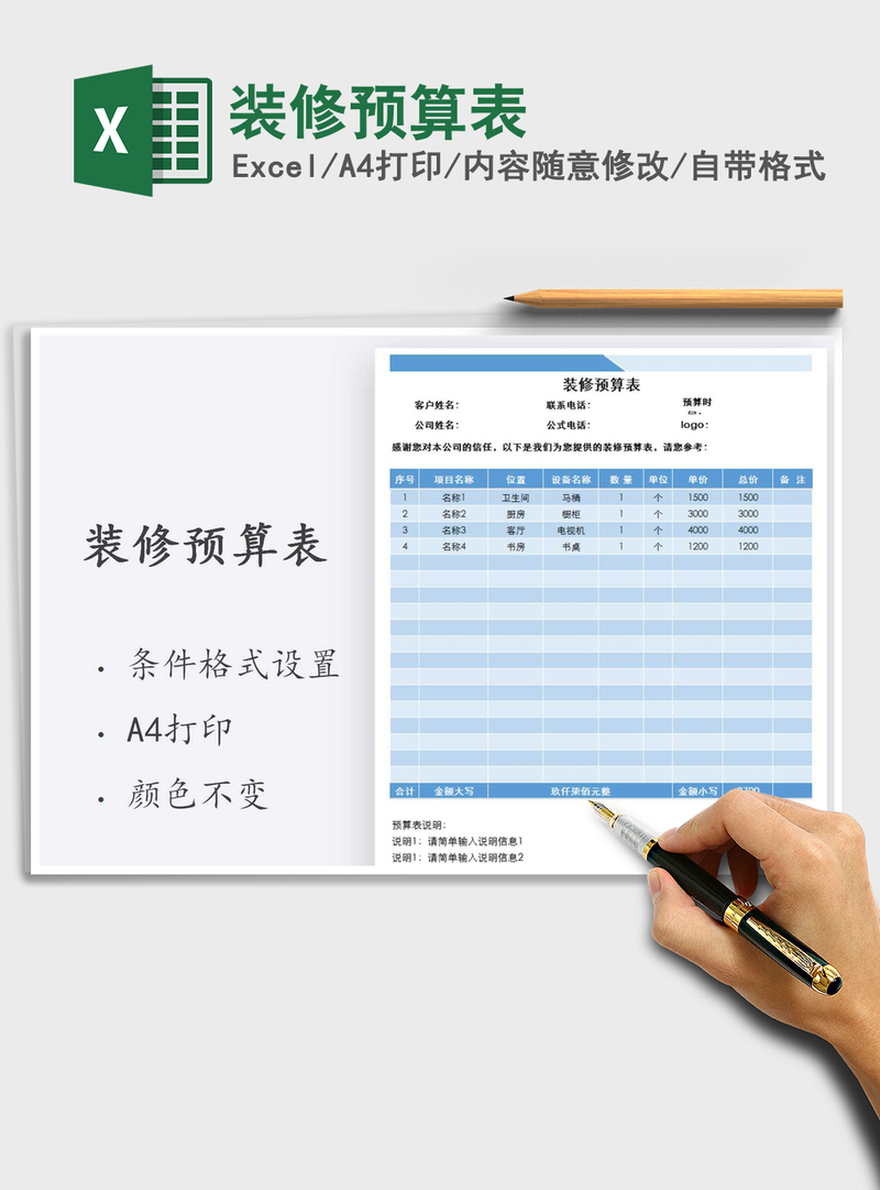 2021年装修预算表