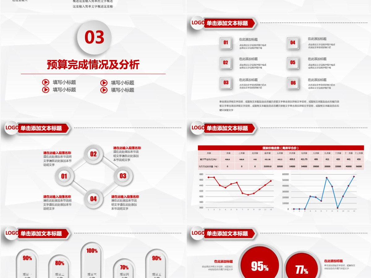 灰红色财务报告数据分析统计案例分析PPT模板幻灯片下载